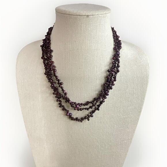 Dyed Freshwater Nugget Pearl Necklace 59” Endless Rope Strand Purple - Picture 1 of 6
